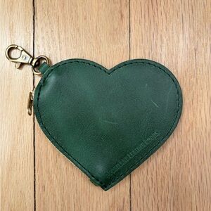 Portland Leather Goods Green Heart Keychain Bag Charm Coin Purse